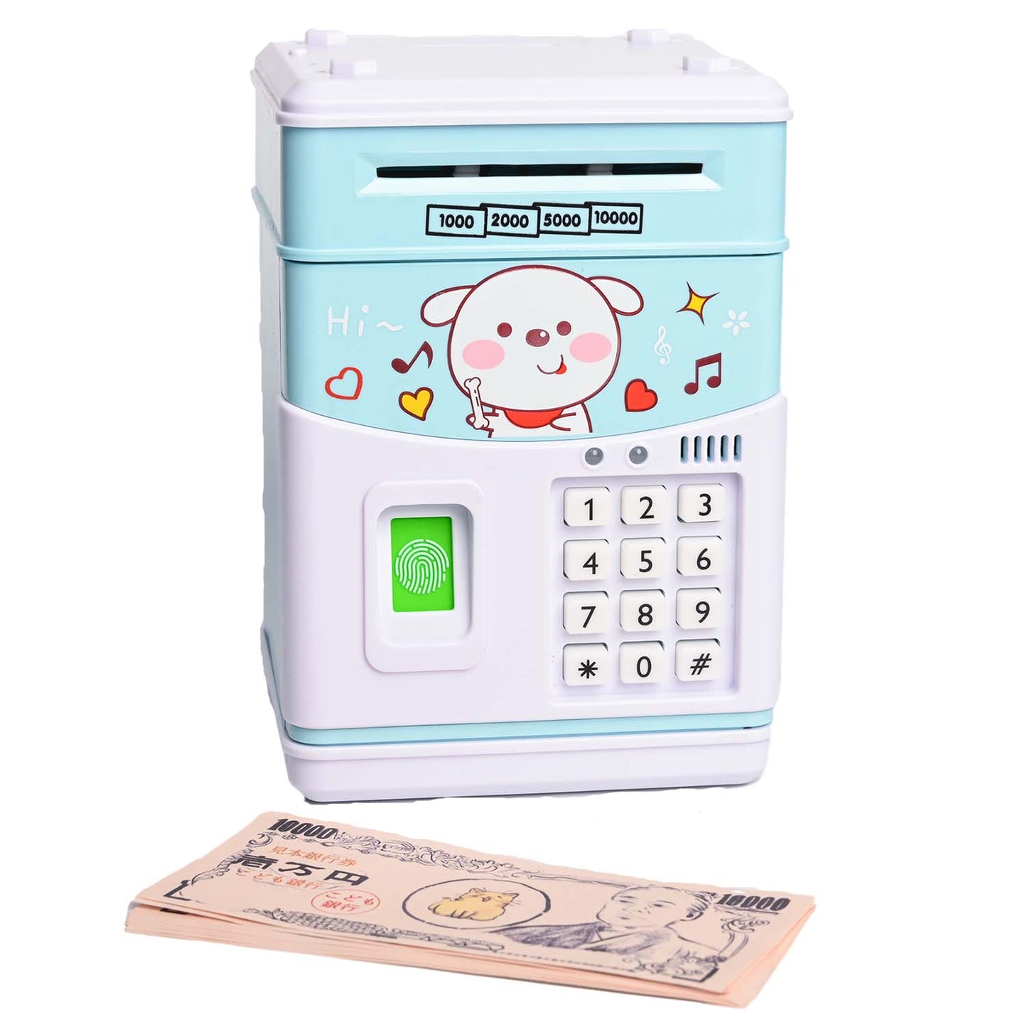 開運ロト ATM 貯金箱 ピンク こども銀行券付き 英語の童謡音楽 日本語ガイド付き