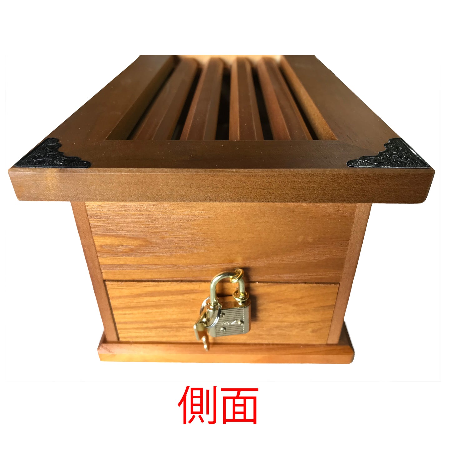 【日本製】開運賽銭箱 鍵付き・貯金箱(特大) 横24cm