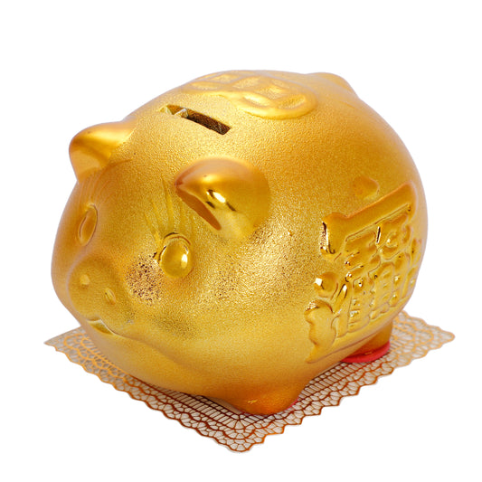 開運ロト 金豚貯金箱 (中)モダンタイプ お財布守り付き